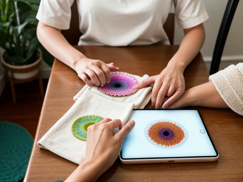 Comparación de diseño digital en iPad y transfer DTF impreso