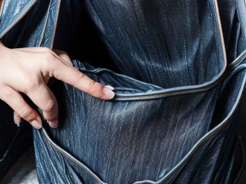 Retirando el film de un transfer DTF sobre un bolso de mezclilla recién prensado